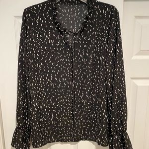 Black and white tie blouse